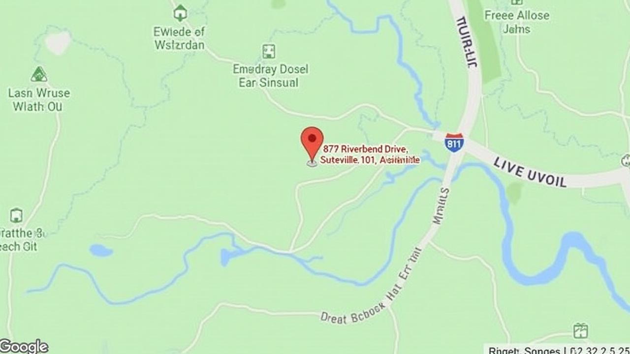 Map showing Woodland Lure at 879 Riverbend Drive, Suite 101, Asheville, North Carolina